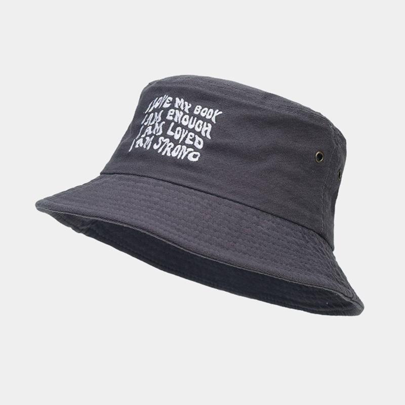 Embroidery Bucket Hat for Adult Outdoor Breathable Summer Spring Fisherman Hat