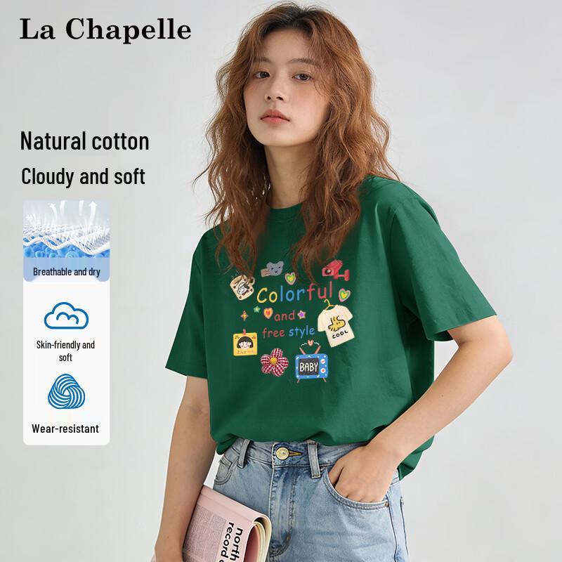 La Chapelle Women s Loose Fit Cotton Printed T-shirt M