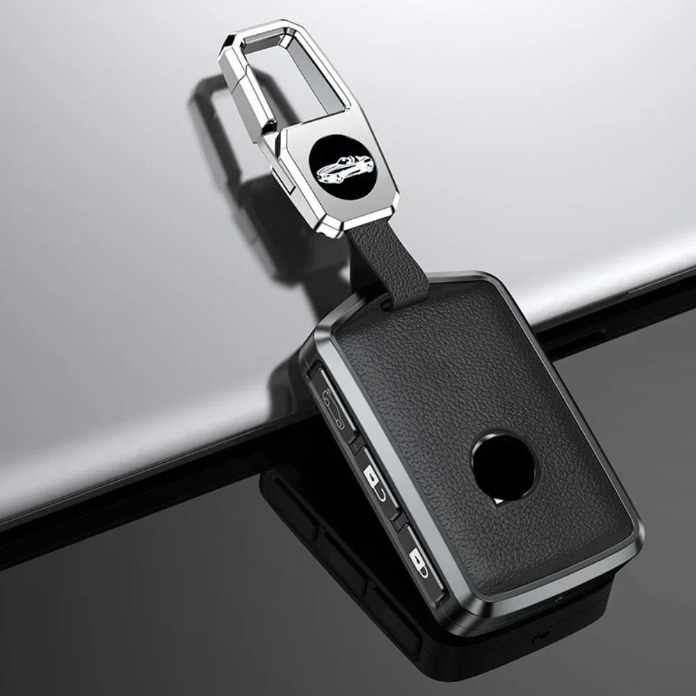 Aluminum Alloy Leather Car Key Case Cover Shell For Volvo S90 S60 Xc60 Xc90 Xc40 C40 V60 V90 T6 T8 Auto Accessaries Keychain