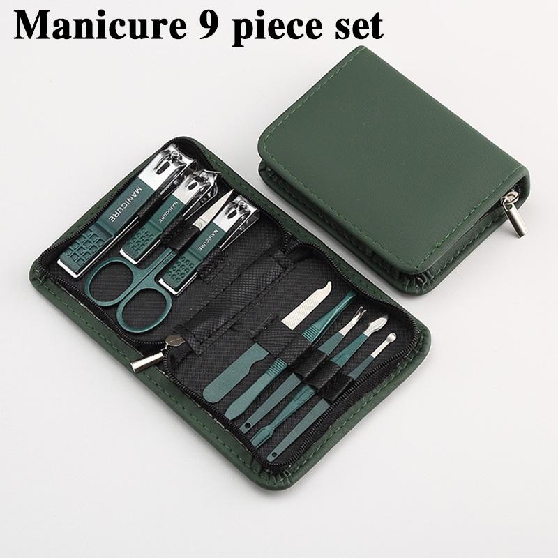 9 Pcs Set Professional Piece Nail Care Kit Stainless Steel Manicure & Pedicure Set Nail Clipper Set with Travel Case