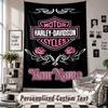 Nástěnná tapisérie s vlastním jménem a textem, Dekorativní tapisérie Harley-Davidson do ložnice