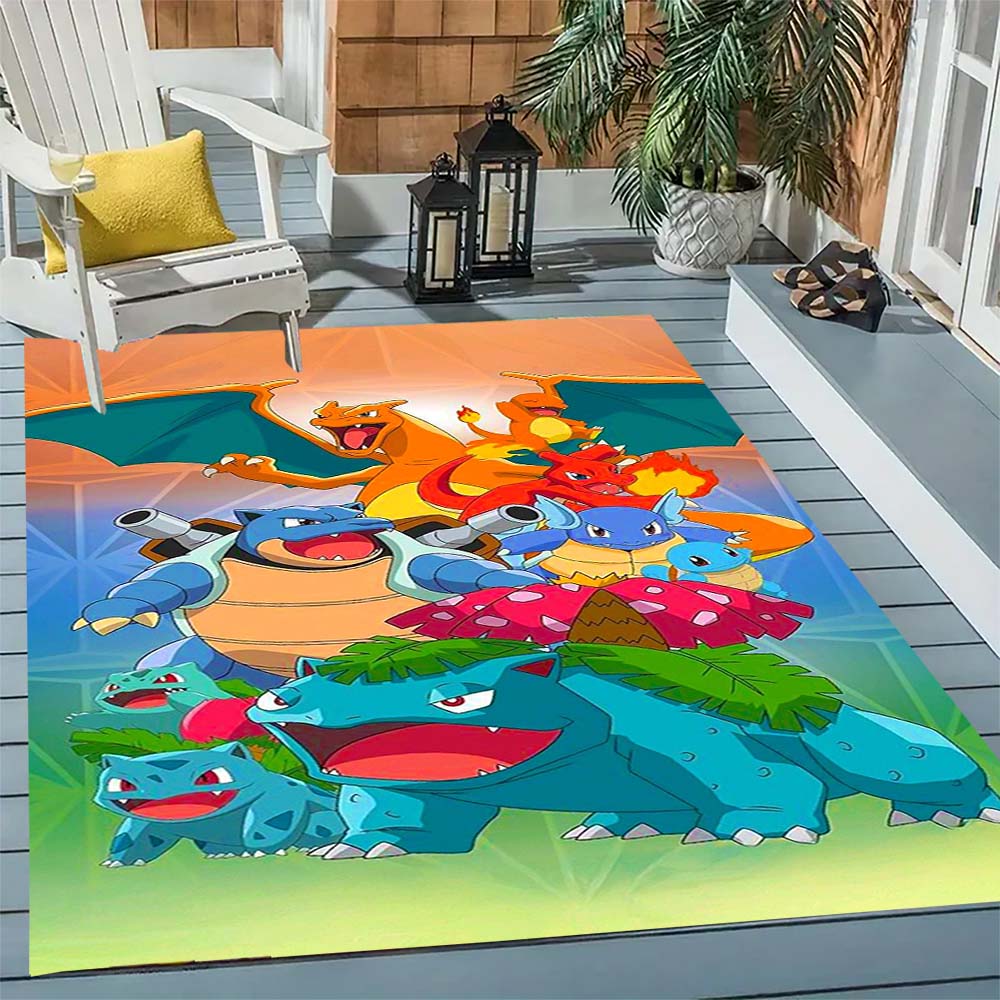 Pokémon-themed printed non-slip decorative rug, cute cartoon welcome mat, a great gift for friends and family.