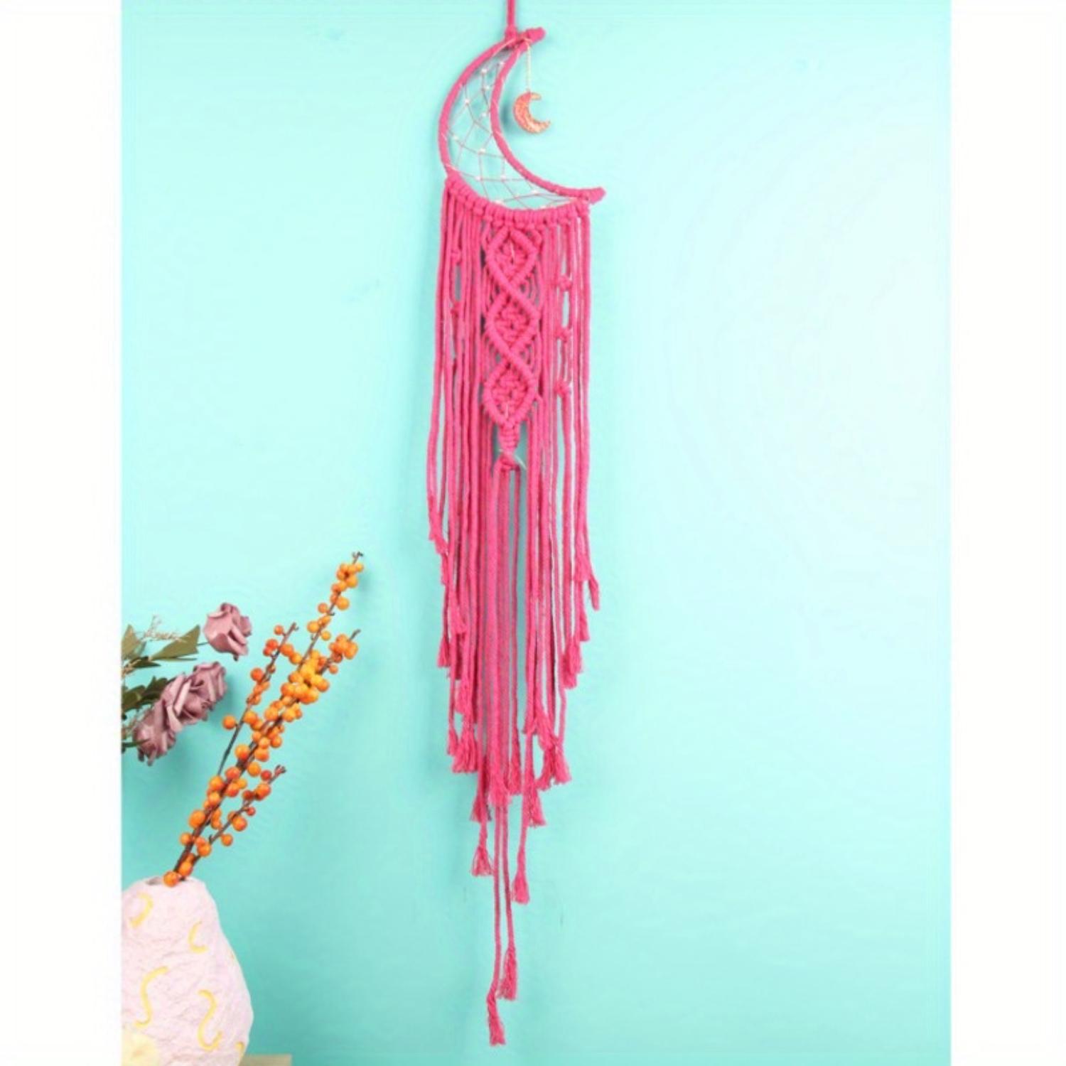 

1 шт., Богемский гобелен-ловец снов с луной, Тканый дизайн с перьями и пентаграммой, Тканевое настенное украшение в европейском стиле, Декор-музыка ветра