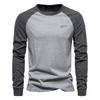 Men Raglan Patchwork Long Sleeve Casual Loose Cotton Mens T Shirt