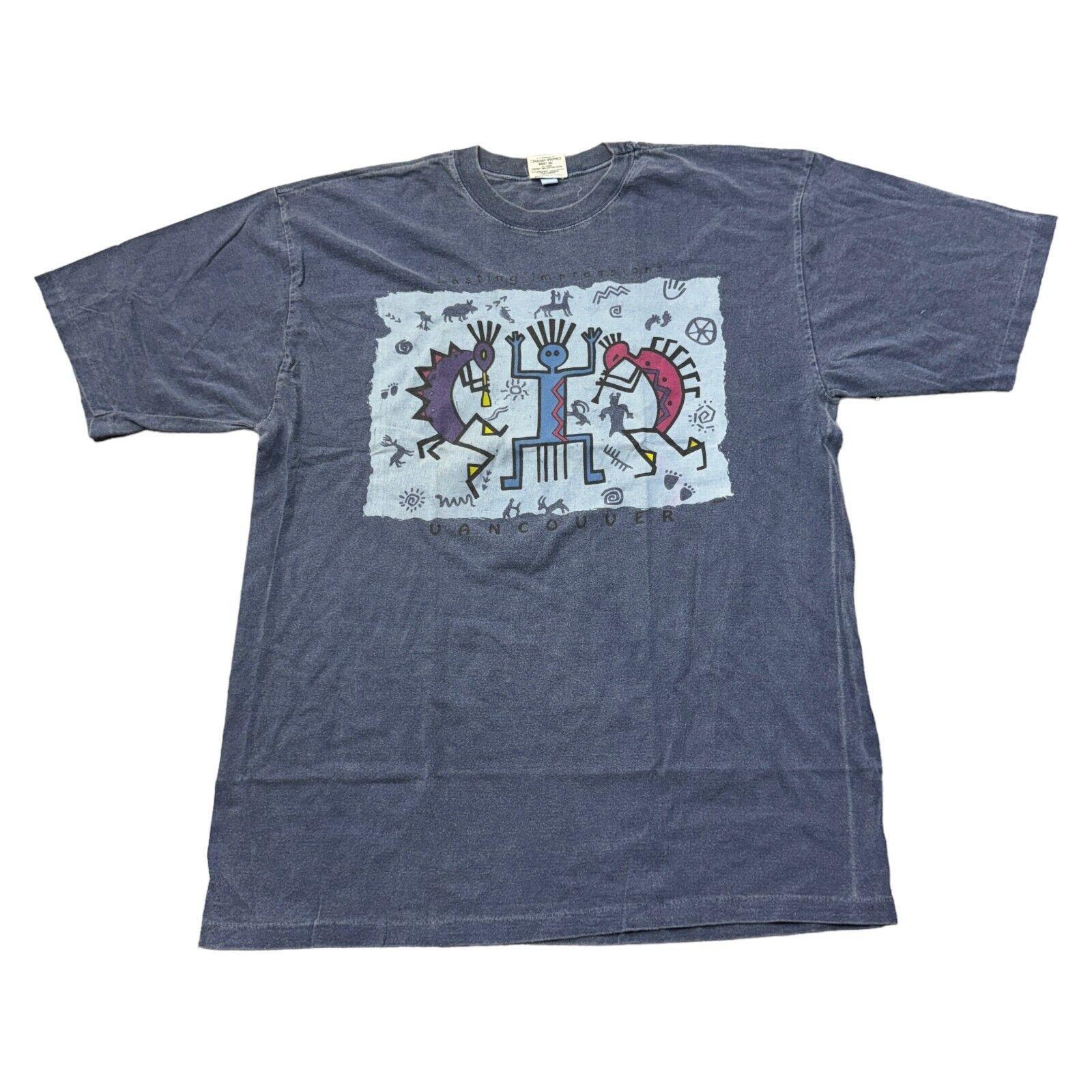 

Vintage Waves Single Stitch T-Shirt Mens Womens Tees Top Vancouver Aztec Graphic Blue Mens L