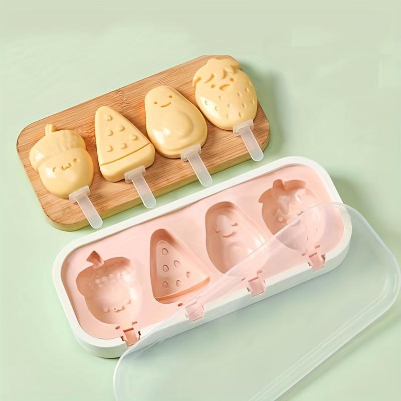 1pc BPA-Free Silicone Ice Pop Mold DIY Homemade Ice Cream  Popsicle Maker Kids Baby Fun Cartoon Shapes Popsicles Molds