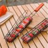 Camping Grillrost Faltbarer BBQ Grillkorb Robuster Antihaft-Netzrost Holzgriff Zubehör für Würstchen Fisch Gemüse BBQ