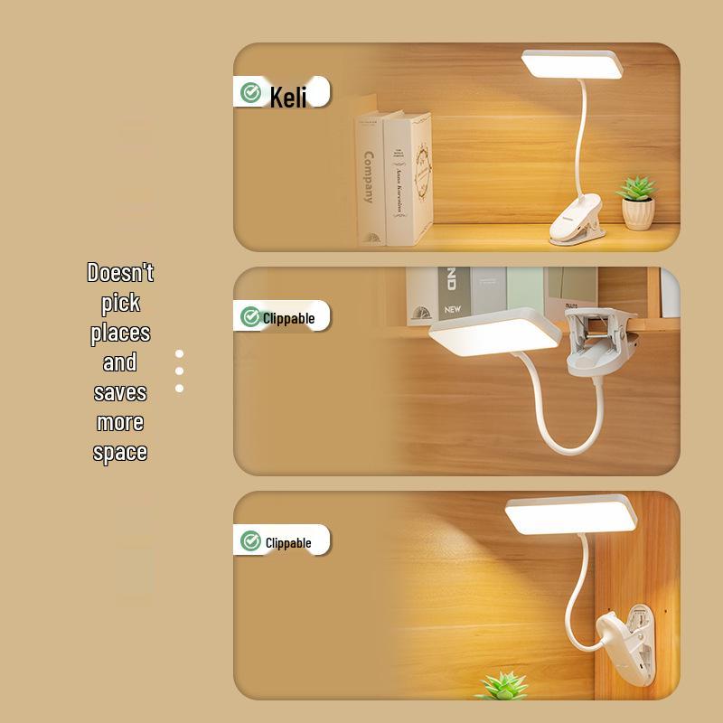 Rechargeable LED Desk Lamp with Eye Protection for Students and Kids, Clip-On Reading Light