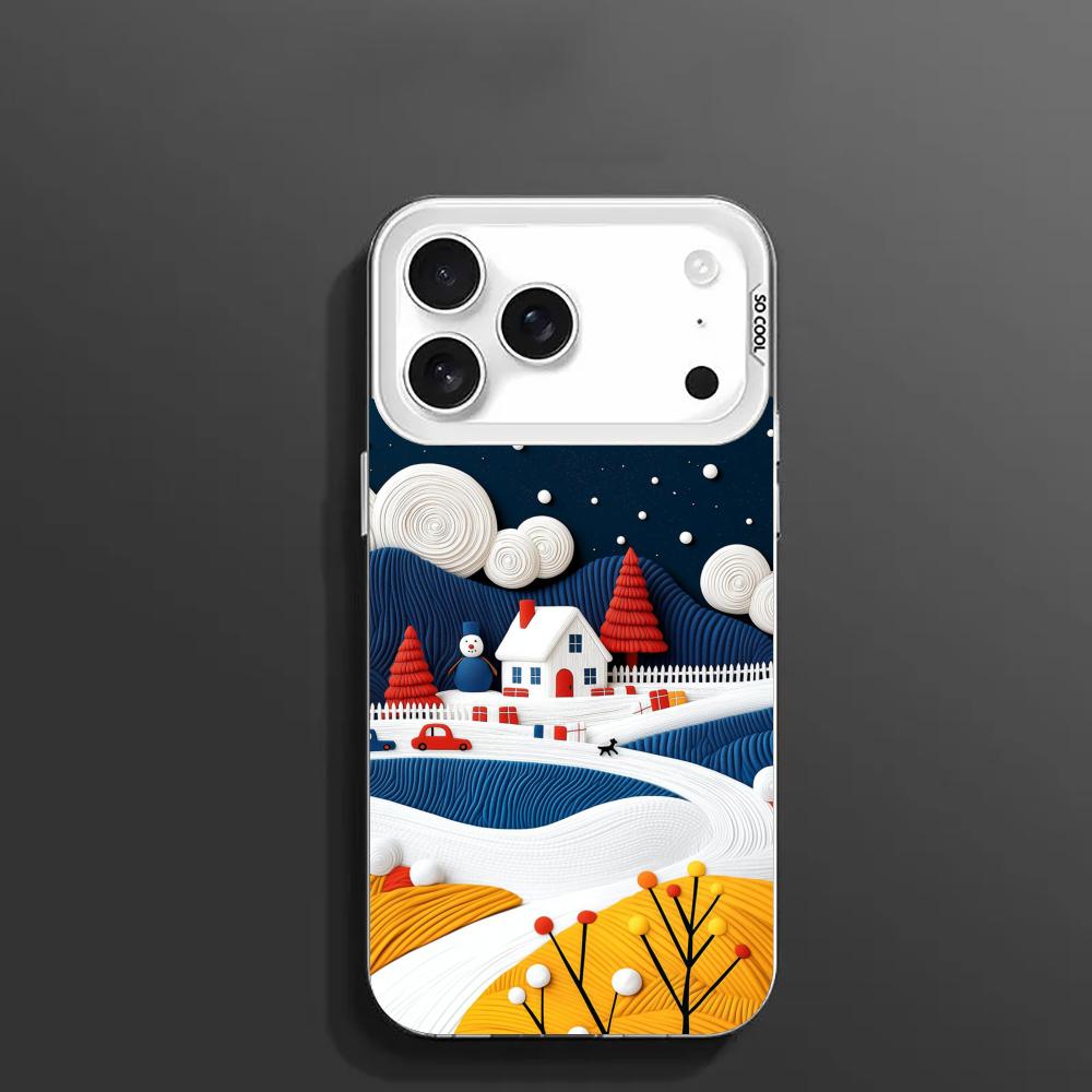 Snow scene painting Phone Case for iPhone17 16 15 14 13 12 11 Pro/ Max/Plus shock-proof rear cover anti-fingerprint