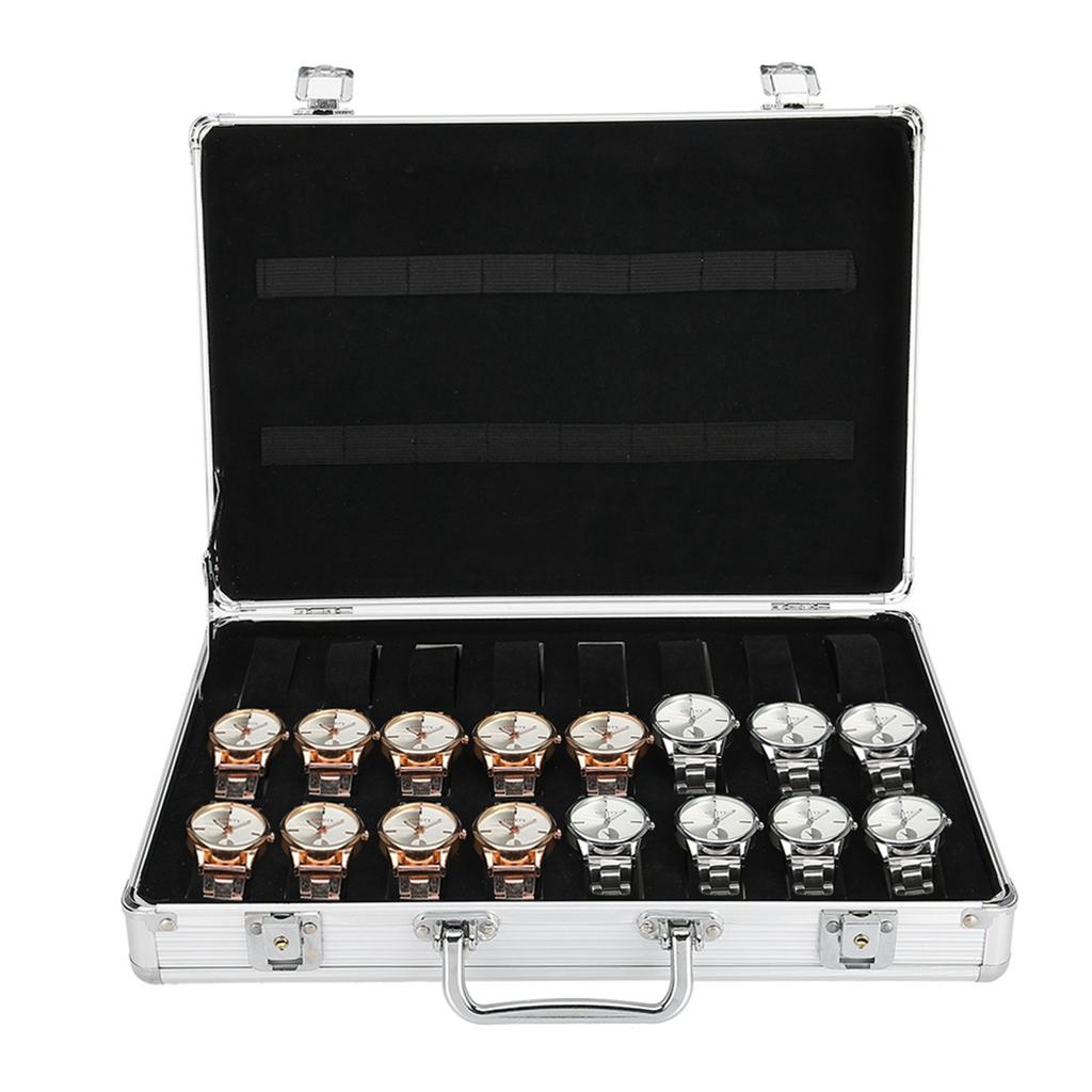 24 Grids Aluminum Alloy Suitcase Watch Display Storage Box Watch Organizer Case