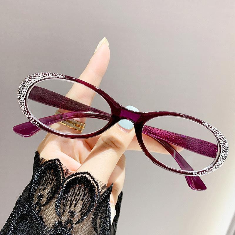 Fashionable Reading Glasses Imitation Diamond Inlay Anti Blue Light for Women, Comfortable for Middle-aged and Elderly Readers