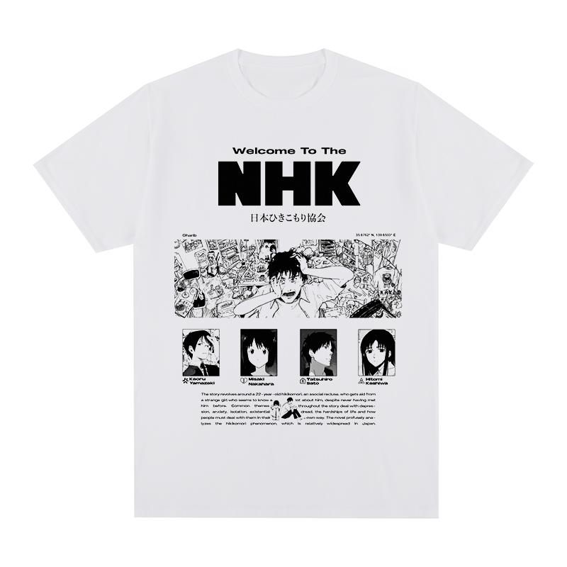 

Добро пожаловать в NHK Винтажная футболка аниме манга Япония Харадзюку Уличная одежда Хлопок Мужская футболка Новая футболка Женские топы S