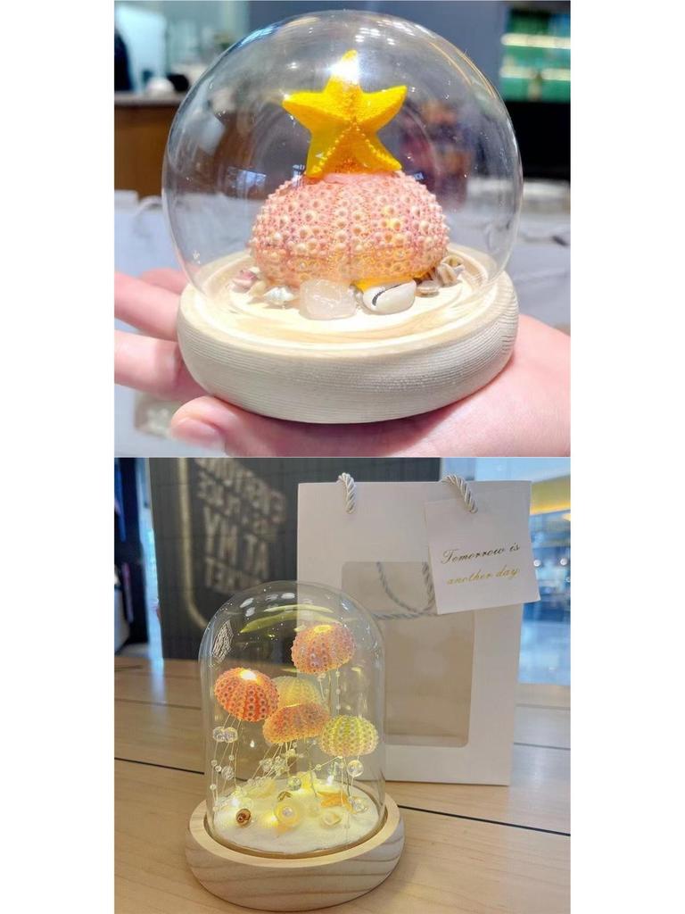 Sea Urchin Shell Jellyfish Night Light: Heart-Shaped Ornament for Mother's Day or Birthday