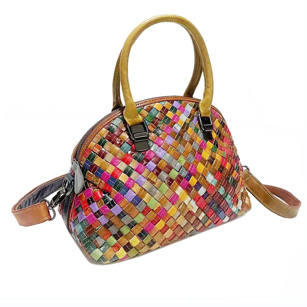 Wind Leder Damen Tasche Handgewebte Farbige Rindsleder Handtasche Schulter Messenger Bag Damen Tasche