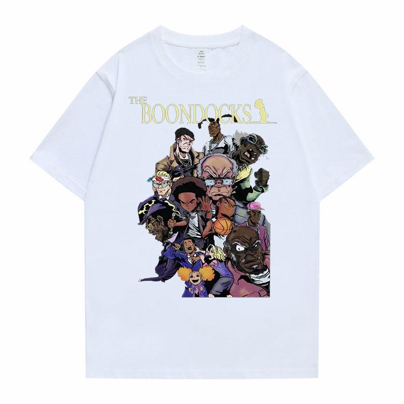 The Boondocks Huey and Riley Printed Tshirt Unisex Women Anime Cartoon Fashion Tshirt Funny Unisex T Shirts Male Hip Hop Streetwear