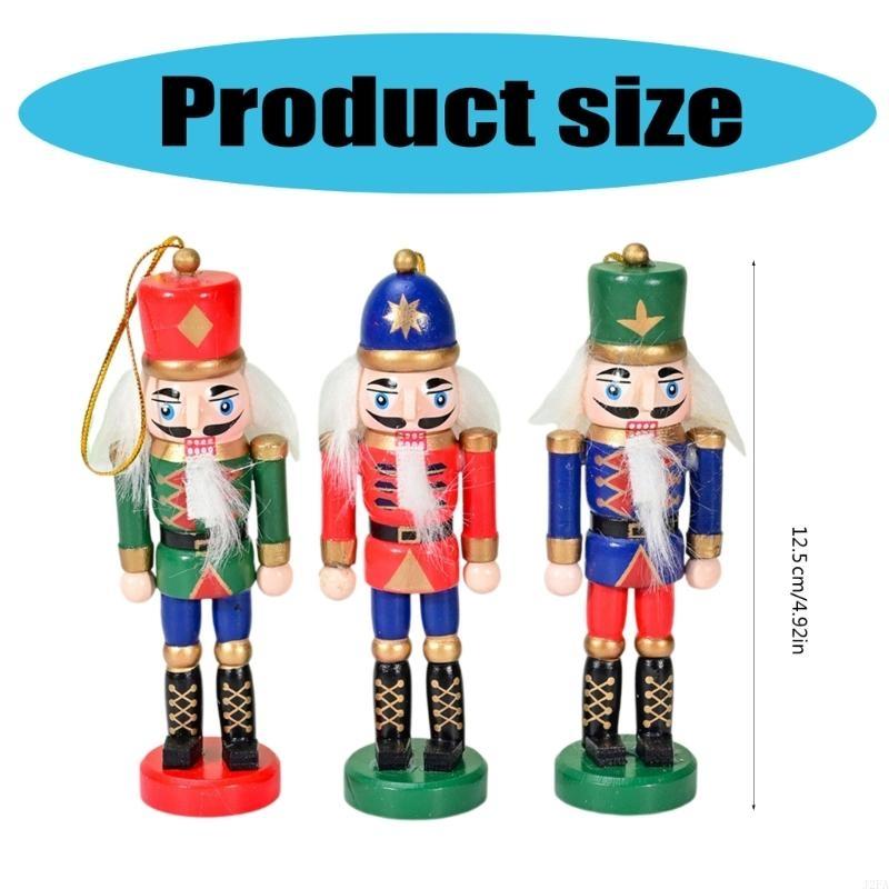 Pack Of 3 Multicolors Nutcrackers Shaped Figurines Stylish Pendants Festives Christmas Tree Hanging Charm Jewelry