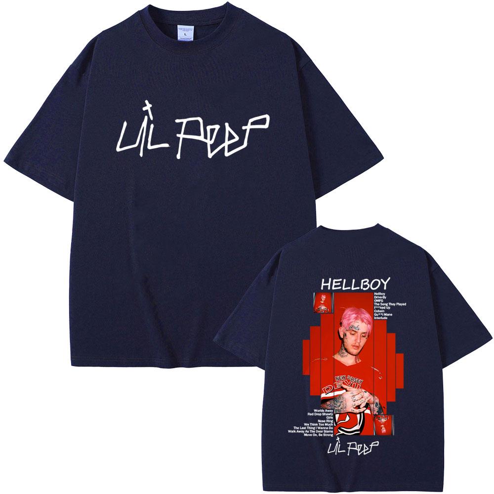 Rapper Lil Peep Hellboy Album Grafica Maglietta Uomo Donna Hip Hop Moda Streetwear Abbigliamento Maschile Casual Oversize Maglietta in Cotone
