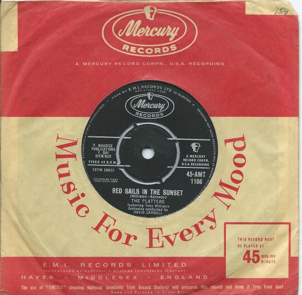 

7inch Record PLATTERS Red Sails In The Sunset 45AMT1106 MERCURY 1960 UK Pop Used