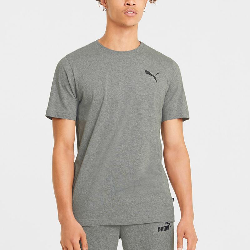Puma Ss24 Solid Logo Casual Fashion Sports Crew Neck Short Sleeve T-Shirt Men Tops Gray 588866-09
