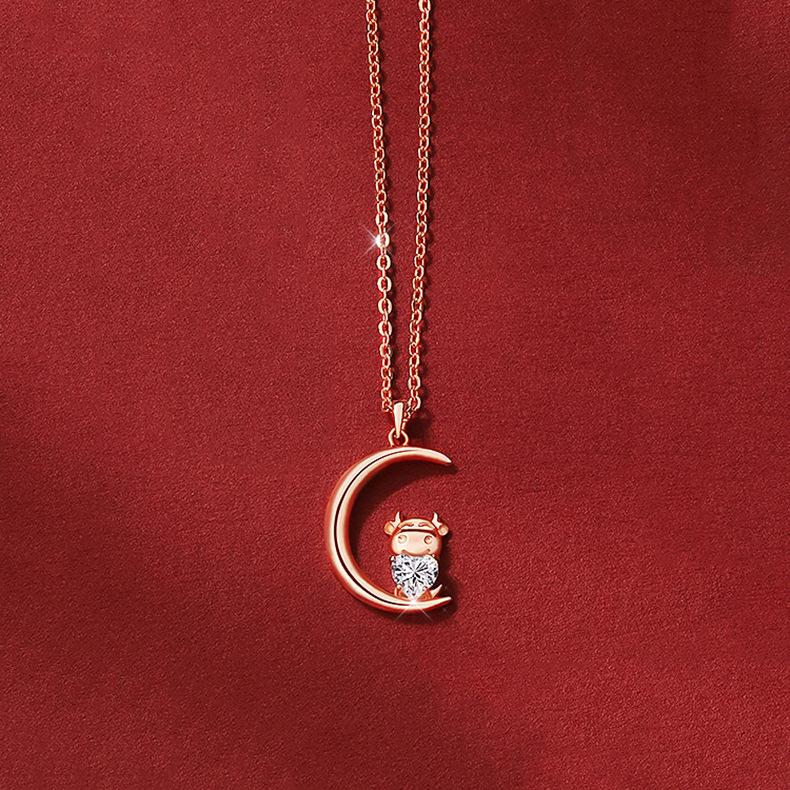Love Zodiac Ox Necklace for Women In The Year of The Zodiac Year of The Ox, The Pendant Collarbone Chain