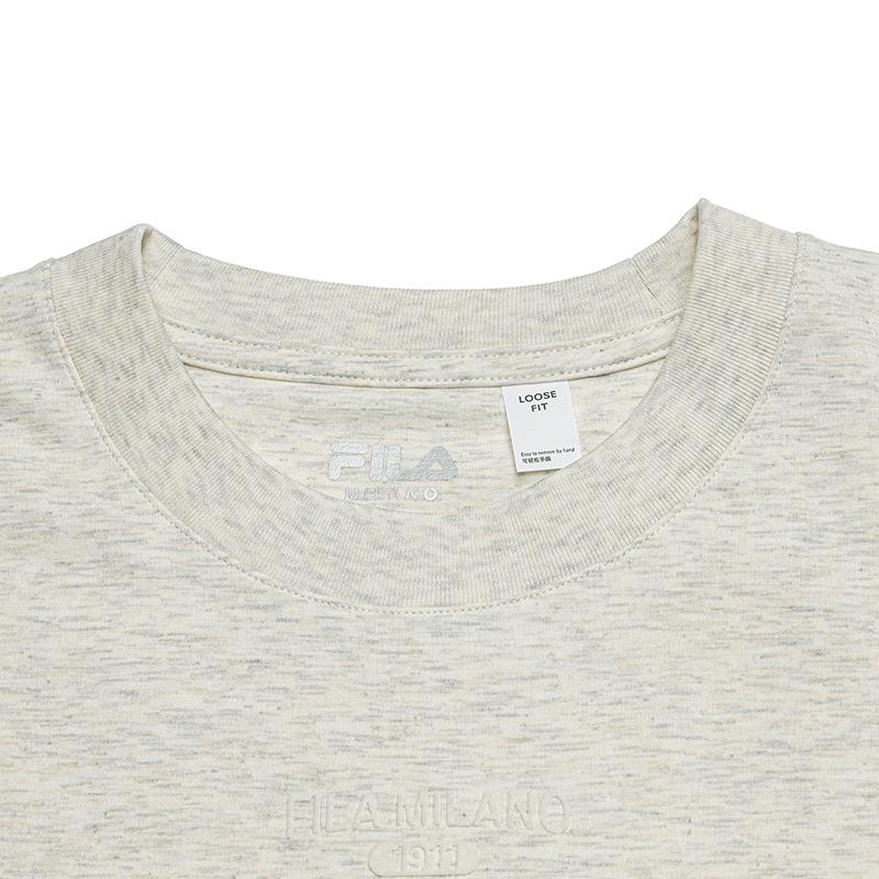 FILA Milano Series Casual Comfortable Loose T-Shirt Women tops Light-Khaki Flower-Gray F11W625113FLK