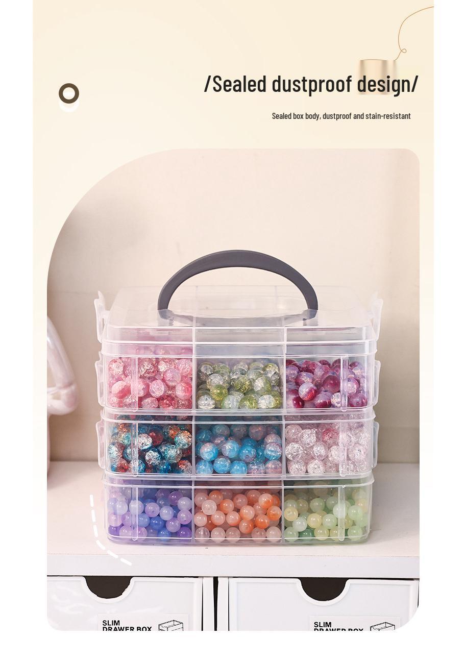 

Multi-Functional Transparent Jewelry Storage Box with Compartments for Beaded Bracelet Materials