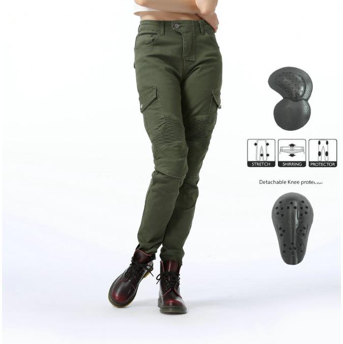 

+Military Green Casual Harley Motorcycle Pants+motorcycle Jeans+motorcycle Racing Pants For Women