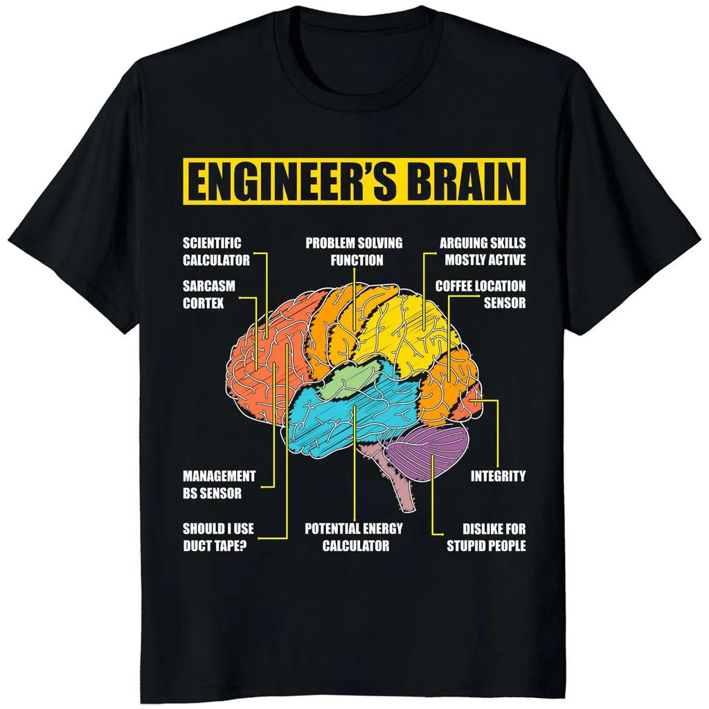 Engineers Brain T Shirt Sarcastic Engineering Vintage Graphic Unisex Top For Everyday Wear Soft Comfortable Breathable