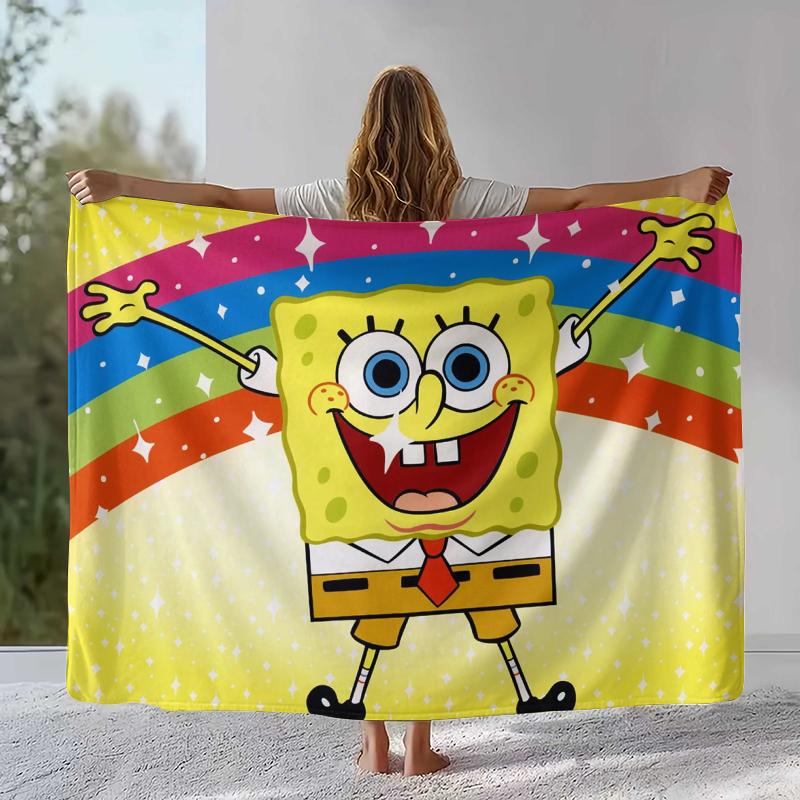 Funny S-SpongeBob Patrick Star Cartoon Flannel Blanket,Ultra Soft Warm Plush Throw for Home Bedroom Bed Sofa Cover Camping gift