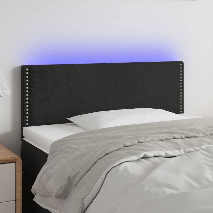 VidaXL Tête de Lit à LED Meuble de Chambre à Coucher Accessoire de Lit Simple Tête de Cadre de Lit Intérieur Noir 80x5x78/88 3121504