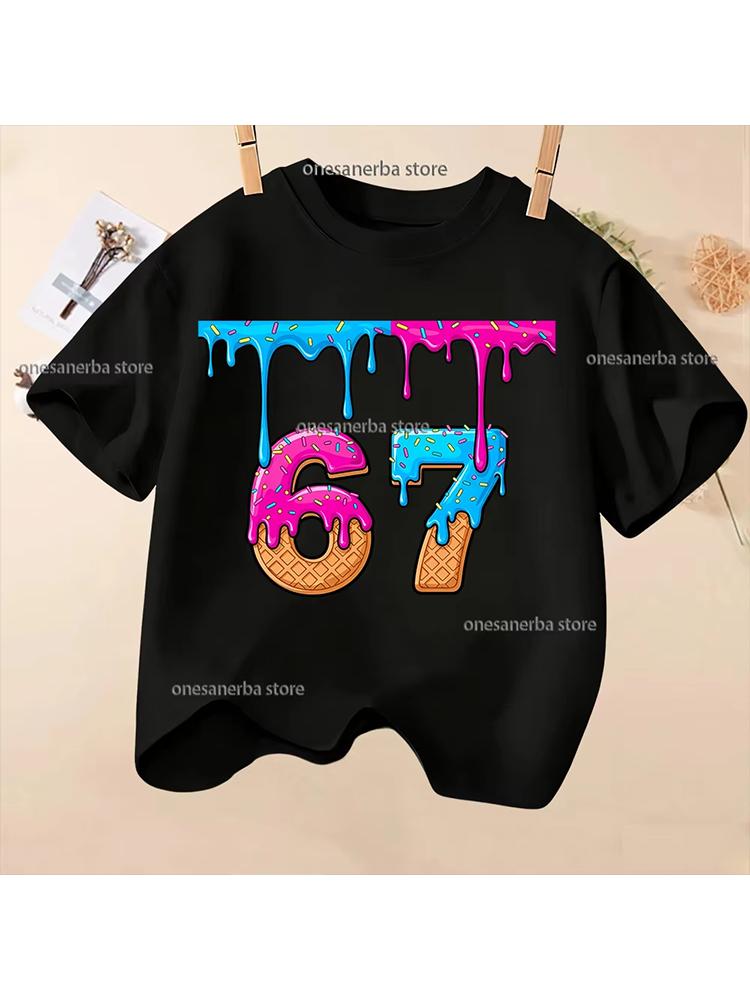 Kids Black 67 Ice Cream Donut Graphic TShirt Soft Cotton Cute Tee for Boys Girlsdf0163 100