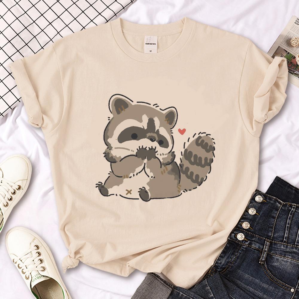 Raccoon Womens Tshirt Harajuku Styletop Womens Streetwear Designer Clothing With A Raccoon Design Graphic T Shirts Y2k