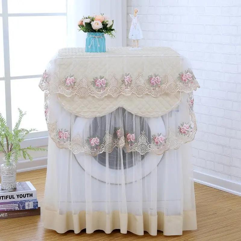 Lace Drum Washing Machine Cover Waterproof Sunscreen Dust Washing Machine Cover бежевый