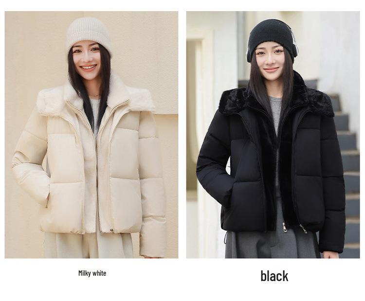 Women's Winter 2026 Korean Style Short Down Jacket - Two-Piece Hooded Patchwork Puffer Coat