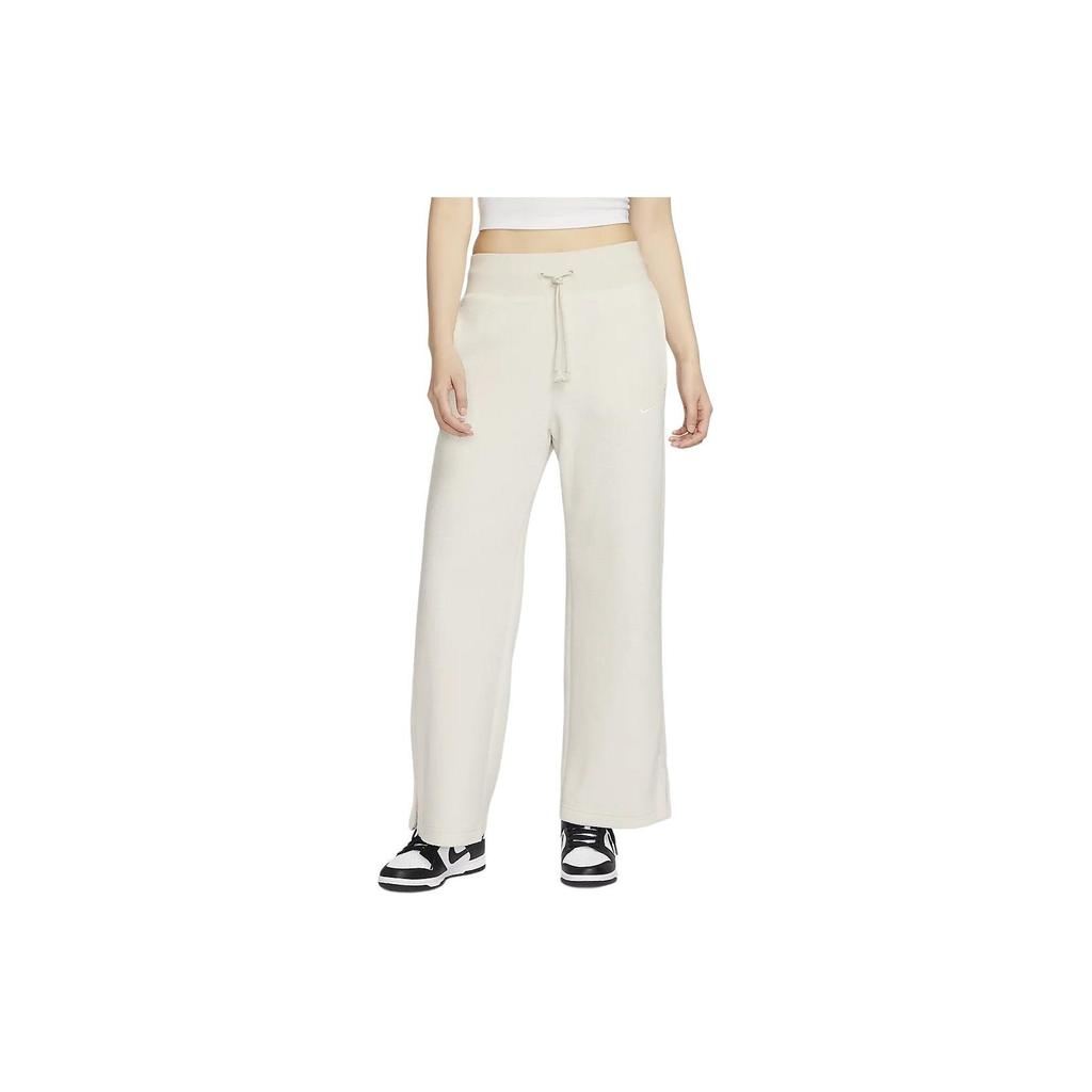 Nike Pantaloni casual largi din fleece Phoenix cu talie înaltă și șnur, pluș, pentru femei, partea inferioară a corpului, Roșu-Lemn deschis FN3623-104