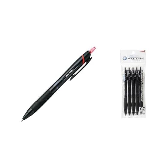 Mitsubishi Pencil Oil-Based Ballpoint Pen Jetstream 10 Pcs 0.7 Red Easy to Write SXN15007.15 + Oil-Based Ballpoint Pen Jetstream 5 Pcs 0.7 Black