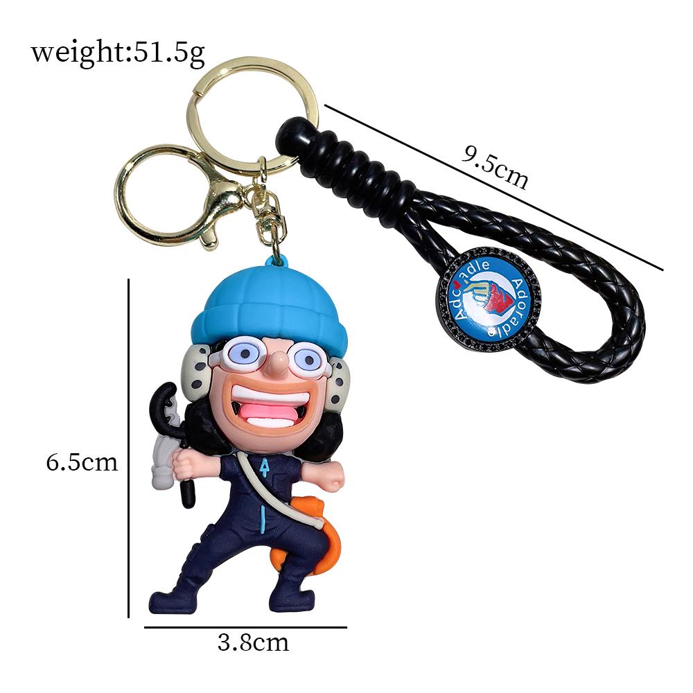 One Piece Anime 3D Silikon Schlüsselanhänger Set Geflochtenes Armband Luffy Zoro Ace Law Chopper Sabo Taschenanhänger Anhänger Geschenk Für Fans