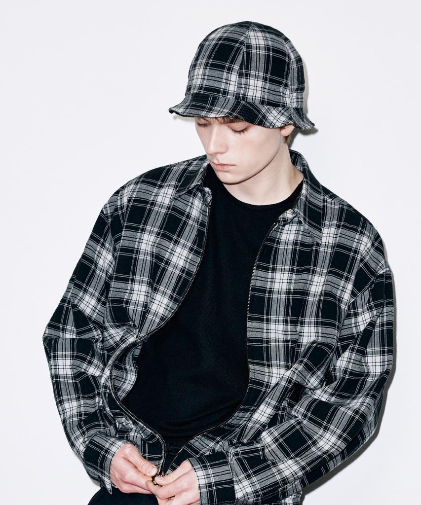 Koldeubeullaengkis Oversized Six-Panel Cotton Bucket Hat Black Check