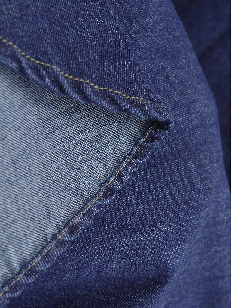 European Retro Dark Blue Denim Shirt for Women - Early Spring 2026 Fashion, Loose Fit with Lapel Collar.