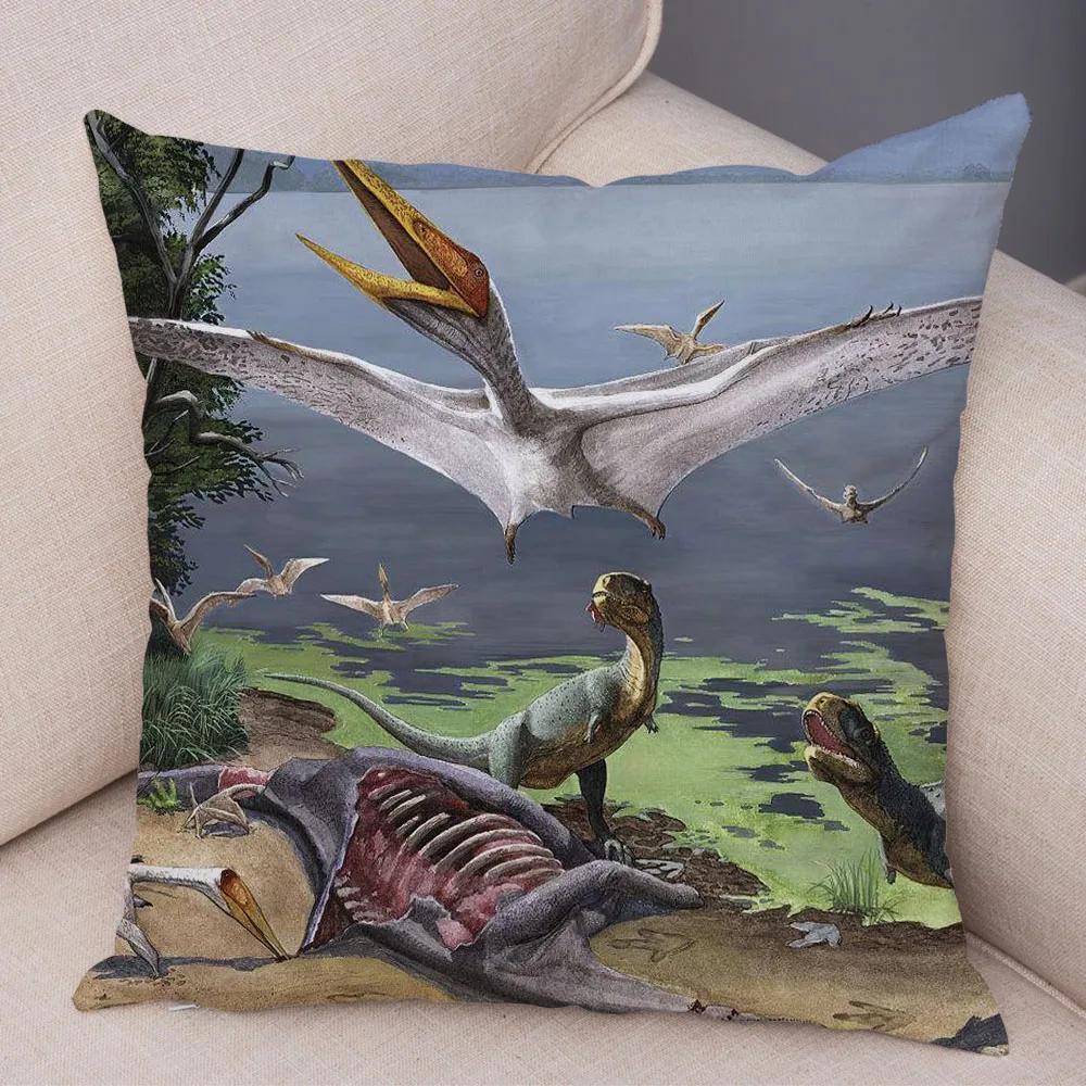 Car Sofa Home Pillowcase Jurassic Dinosaur Cushion Cover Decorative Wildlife Print