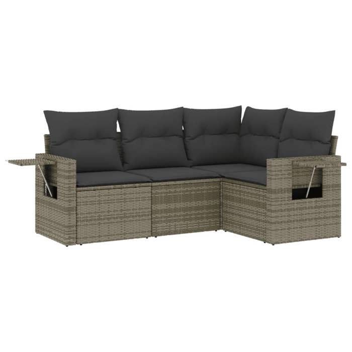 VidaXL Salon de Jardin avec Coussins 4 pcs, Canapés de Terrasse, Ensemble de Meubles de Patio, Mobilier d'Extérieur, Gris 3220109