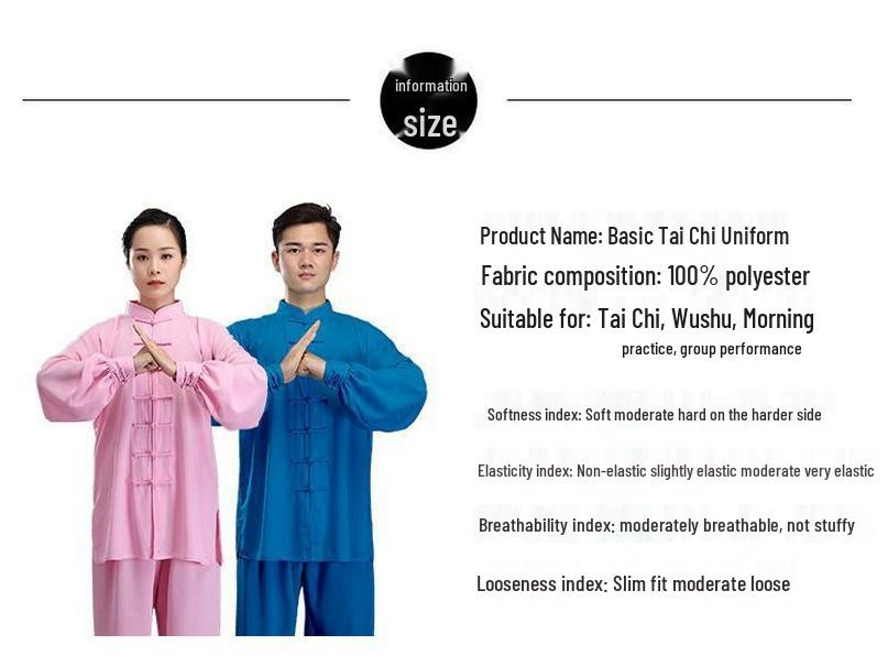 Tai Chi Uniform: Spring/Autumn Practice Suit for Men & Women - Eight Brocades Martial Arts Performance Wear for Middle-aged & Elderly