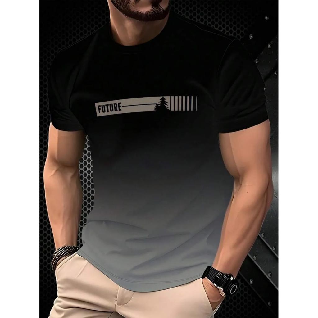 New men's summer fashion casual loose round neck short sleeved T-shirt top