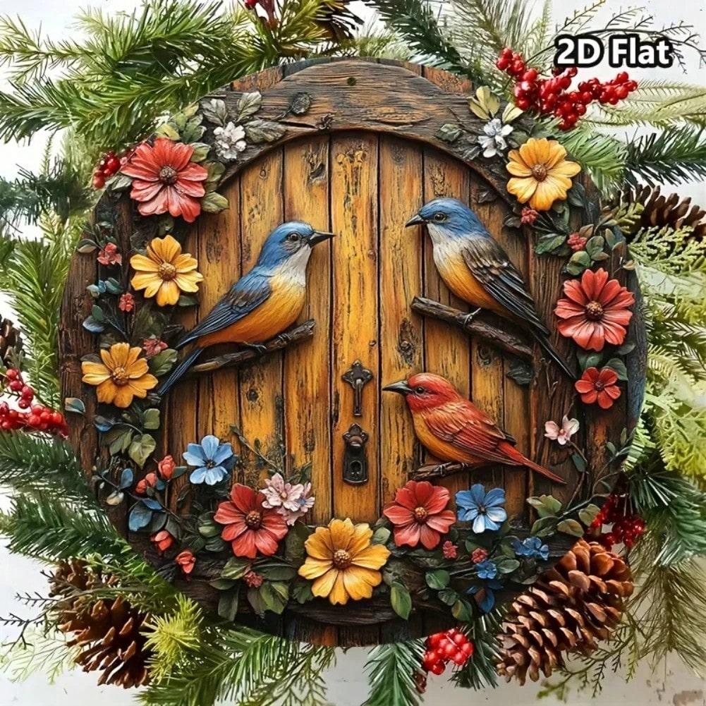 

Vintage Colorful Bird Retro Aluminum Metal Wall Decor Circular Hanging Plaque Home Garden 20x20 різнокольоровий