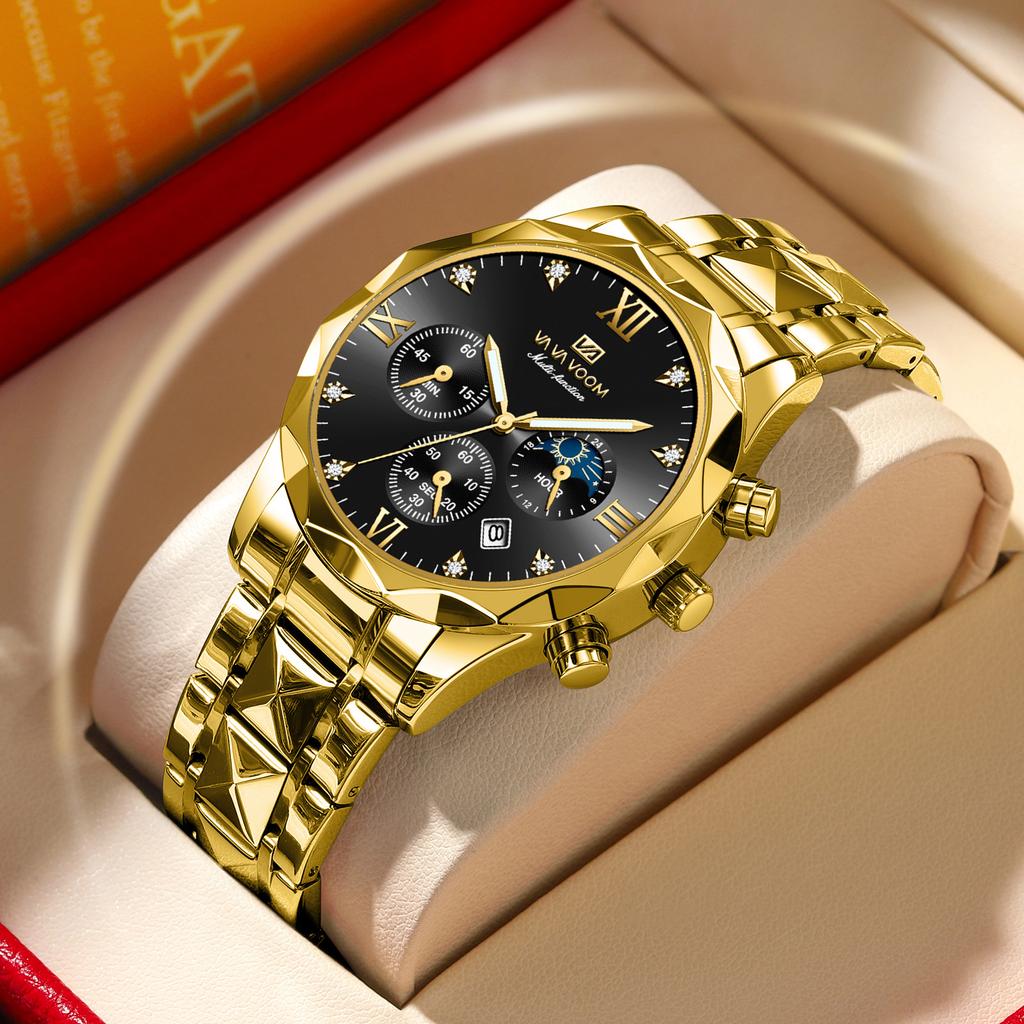 VA VA VOOM Brand Watch Men's Waterproof Rhombus Design Business Men's Watch