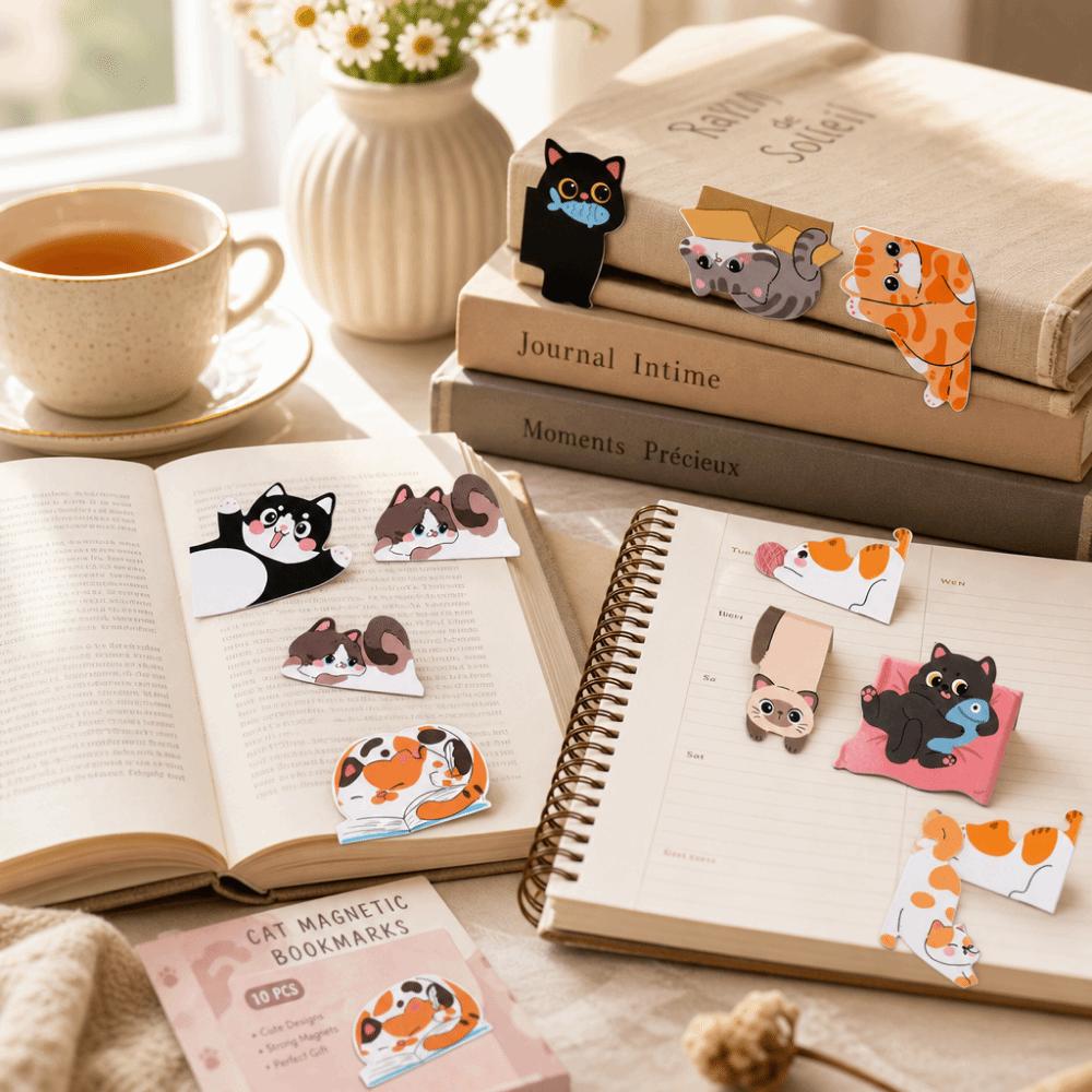 5/6/10pcs Kitten Shape Bookmark Clips Cute Page Markers Versatile Page Holders School Supplies