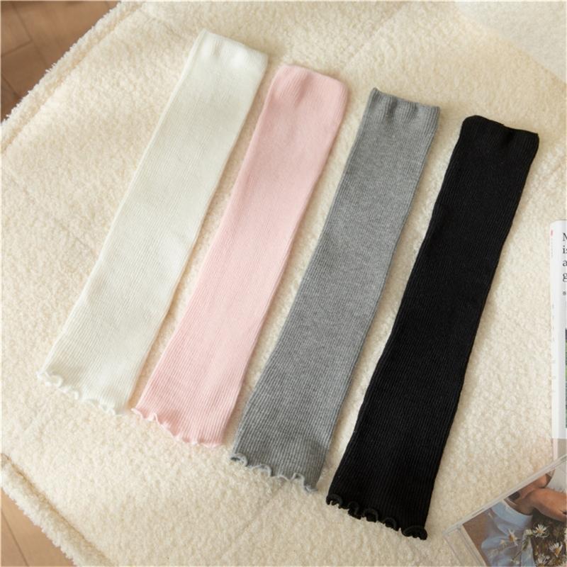 Leg Warmers Toeless Anti-slip Grip Over the Knee Socks,Thin Ruffle Trims Foot Socks Leg Sleeves for Summer