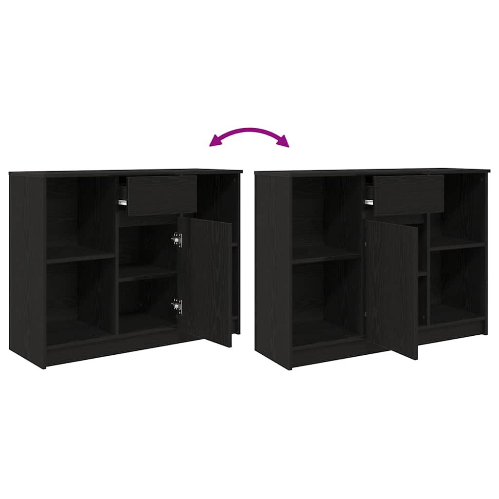 Sideboard with Drawer Black Oak Effect 101 x 35 x 76 cm