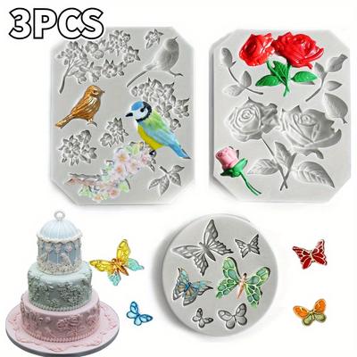 3 STÜCKE/Set Silikonformen 3D Baum Blume Vogelform Formen Kuchen Fondant Dekorationswerkzeuge Schokolade Süßigkeiten DIY Backzubehör