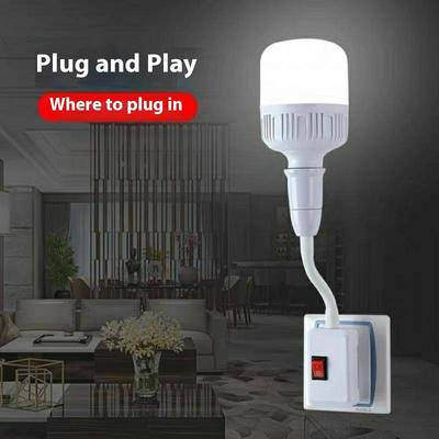 1PC US Plug To E27 Lamp Base Conversion Led Light Wall Flexible Lamp Holder Converter With Switch Led Head Bulb Socket